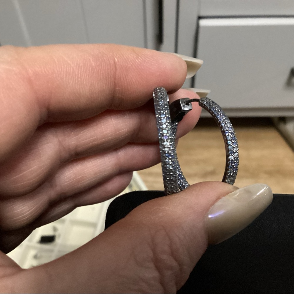 Elegant sapphire Silver Hoop Earrings